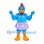 Chicken Mascot Costume in Blue with Purple Floral Skirt
