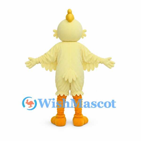 Chick Mascot Costume in Pale Yellow with Layered Wings