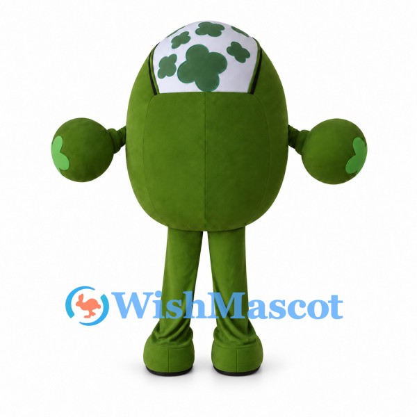 Recycling Mascot Costume in Green and White with Round Body