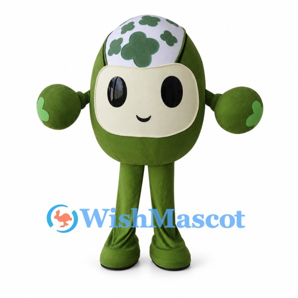 Recycling Mascot Costume in Green and White with Round Body