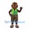 Beaver Mascot Costume with Green Vest and Camouflage Shorts