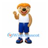 Dog Mascot Costume with Orange Cap and Blue Sports Shorts