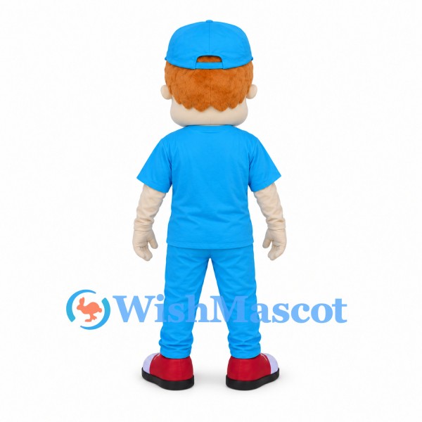 Boy Mascot Costume with Blue Cap and Matching Outfit