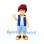 Boy Mascot Costume with Burgundy Hair and Blue Vest