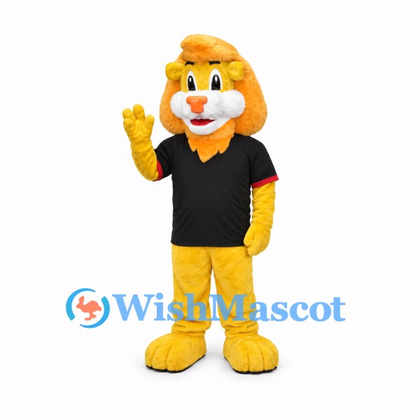 Lion Mascot Costume in Yellow with Black T-Shirt