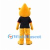 Lion Mascot Costume in Golden Yellow with Pointed Mane and Black Shirt