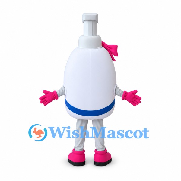 Soap Dispenser Mascot Costume with Pink Bows and Shoes