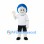 Boy Mascot Costume with Blue Curly Hair and White Sports Shirt