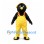 Bird Mascot Costume in Black with Yellow Overalls and Headphones