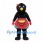Bird Mascot Costume in Black with Red Floral Apron