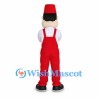 Man Mascot Costume with Red Fez and Red Overalls