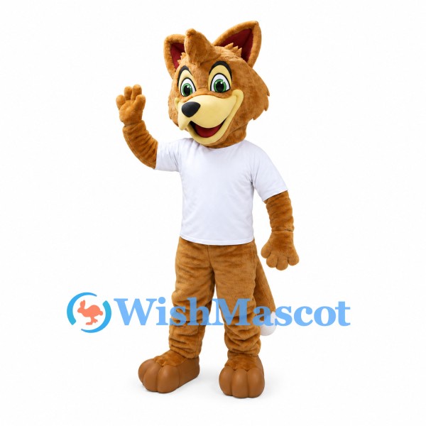 Fox Mascot Costume in Brown with White T-Shirt