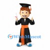 Graduate Mascot Costume with Black Gown and Orange Sash