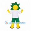 Sunflower Mascot Costume with White T-Shirt and Green Shorts