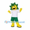 Sunflower Mascot Costume with White T-Shirt and Green Shorts