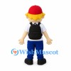 Schoolboy Mascot Costume with Red Cap and Black Backpack