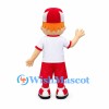 Boy Mascot Costume with Red Cap and White Sports Shirt