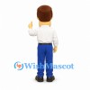 Businessman Mascot Costume with White Shirt and Red Tie