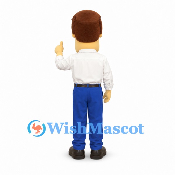 Businessman Mascot Costume with White Shirt and Red Tie