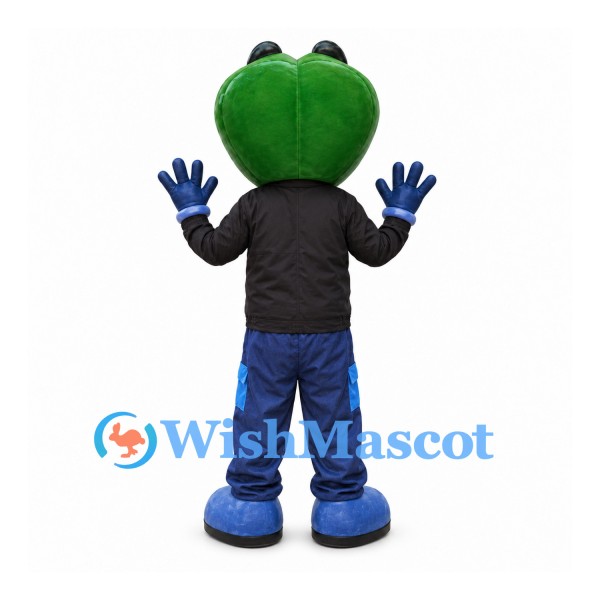 Frog Mascot Costume with Black Jacket and Blue Trousers