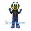 Frog Mascot Costume with Black Jacket and Blue Trousers
