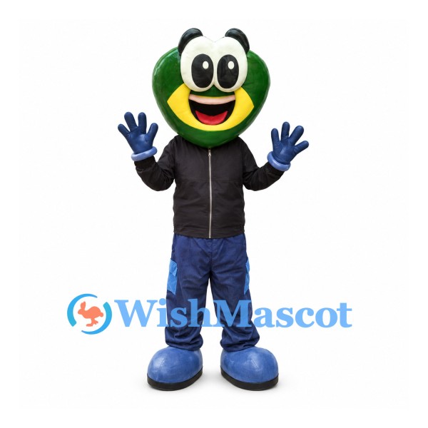 Frog Mascot Costume with Black Jacket and Blue Trousers