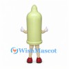 Condom Mascot Costume in Pale Green with Smiling Face