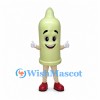 Condom Mascot Costume in Pale Green with Smiling Face
