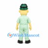 Worker Mascot Costume with Green Hard Hat and Coveralls