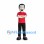 Man Mascot Costume with Black Hair and Red Polo Shirt