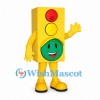Traffic Light Mascot Costume in Yellow with Smiling Green Signal