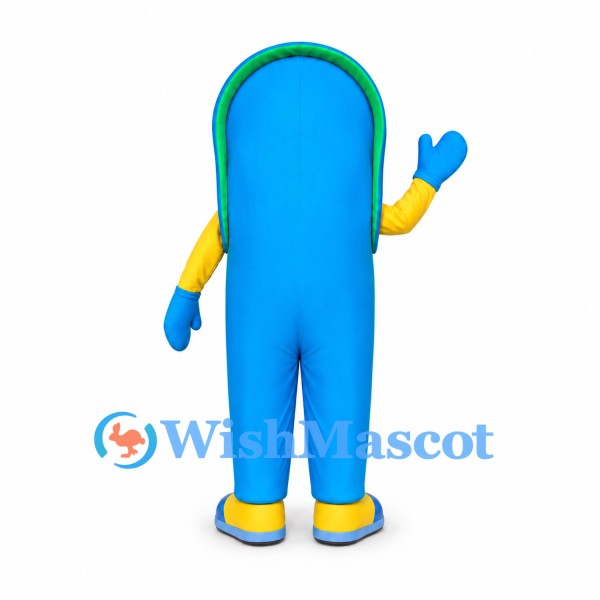 Robot Mascot Costume in Blue with Green Round Face