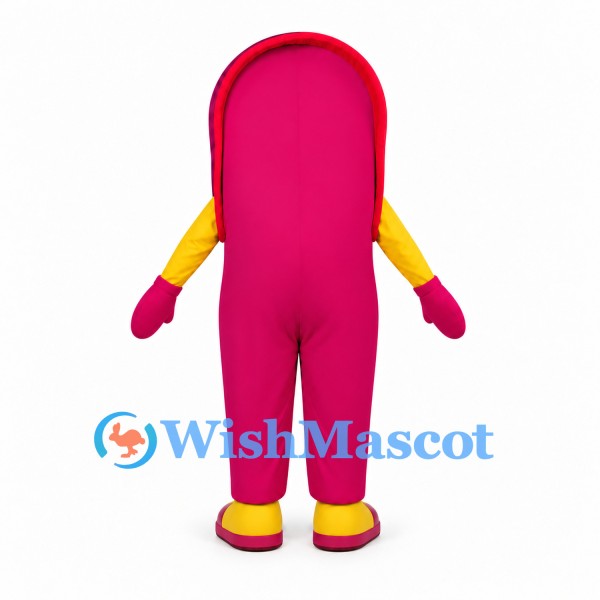Robot Mascot Costume in Pink with Red Round Face