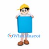 Book Mascot Costume in Blue with Boy Head and Yellow Cap