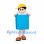 Book Mascot Costume in Blue with Boy Head and Yellow Cap
