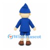 Wizard Mascot Costume with Blue Pointed Hat and Star Tunic