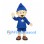 Wizard Mascot Costume with Blue Pointed Hat and Star Tunic