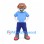 Miner Mascot Costume with Brown Hard Hat and Blue Outfit
