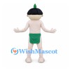 Boy Mascot Costume with Black Bowl Hair and Green Shorts