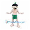 Boy Mascot Costume with Black Bowl Hair and Green Shorts