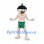 Boy Mascot Costume with Black Bowl Hair and Green Shorts