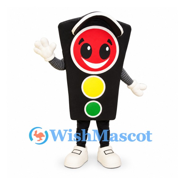 Traffic Light Mascot Costume in Black with White Shoes
