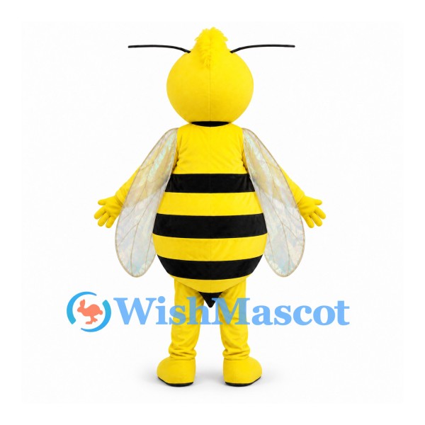 Bee Mascot Costume in Yellow and Black with White Wings