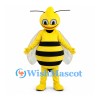 Bee Mascot Costume in Yellow and Black with White Wings