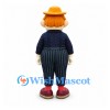 Clown Mascot Costume with Orange Hat and Striped Trousers