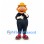 Clown Mascot Costume with Orange Hat and Striped Trousers