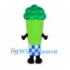 Broccoli Mascot Costume with Green Florets and Blue Checkered Cuff