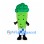 Broccoli Mascot Costume with Green Florets and Blue Checkered Cuff