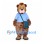 Bear Mascot Costume with Blue Shirt and Shoulder Bag