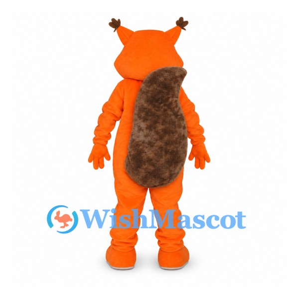 Squirrel Mascot Costume in Orange with White Belly and Brown Tail